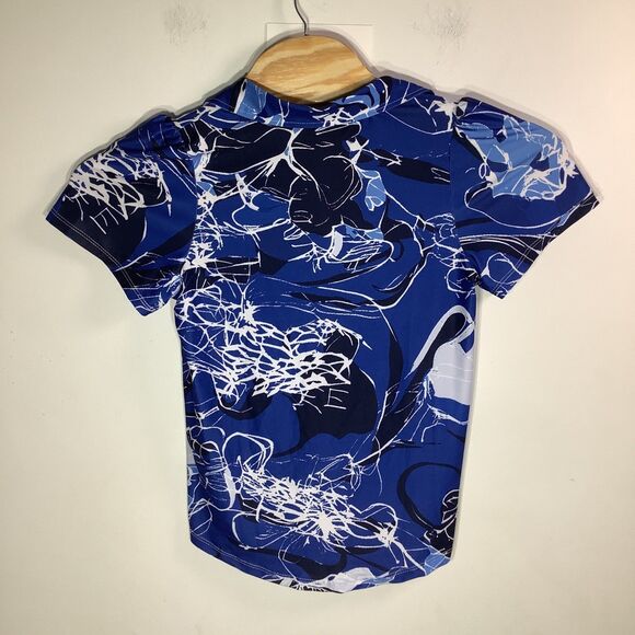 The Bubble Womens Birdie Polo Golf Tennis Top Blue‎ Floral Size Medium NWT - Picture 3 of 9
